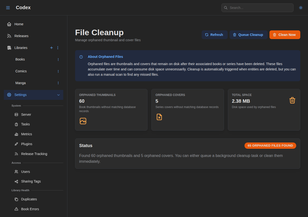 Cleanup Settings